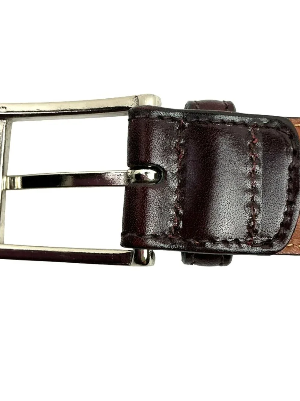 Brooks Brothers Brown Leather Belt With Silver Buckle Mens 38 Made In USA